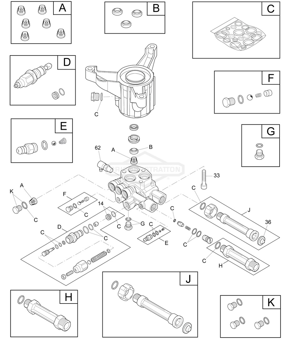 Troy-bilt model 020439-1 pump breakdown & parts